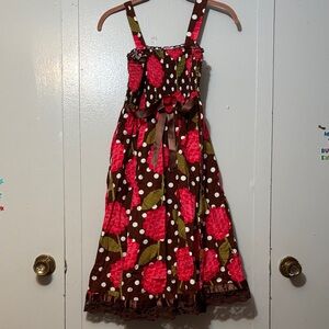 Bonnie Jean Pink and Brown Floral Kids Dress